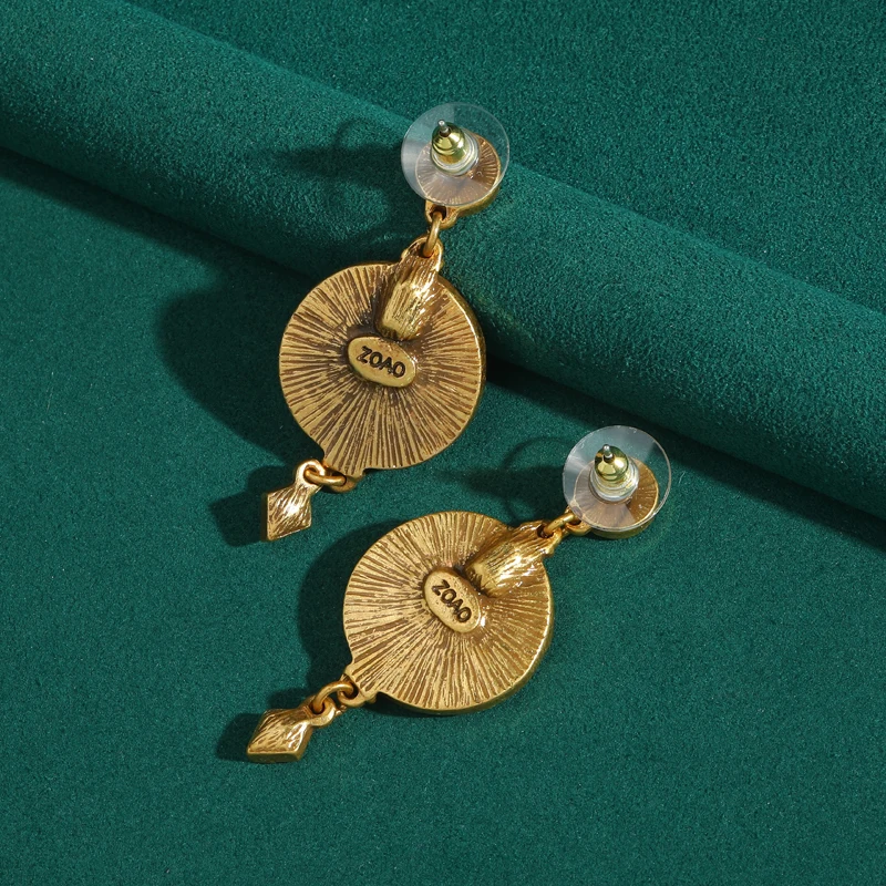 Boucles d'oreilles pendantes avec pièces de monnaie anciennes, accessoires en strass blancs, rétro années 1920-1990, luxe, créateur – Image 3